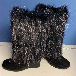 Sparkles and faux fur boots